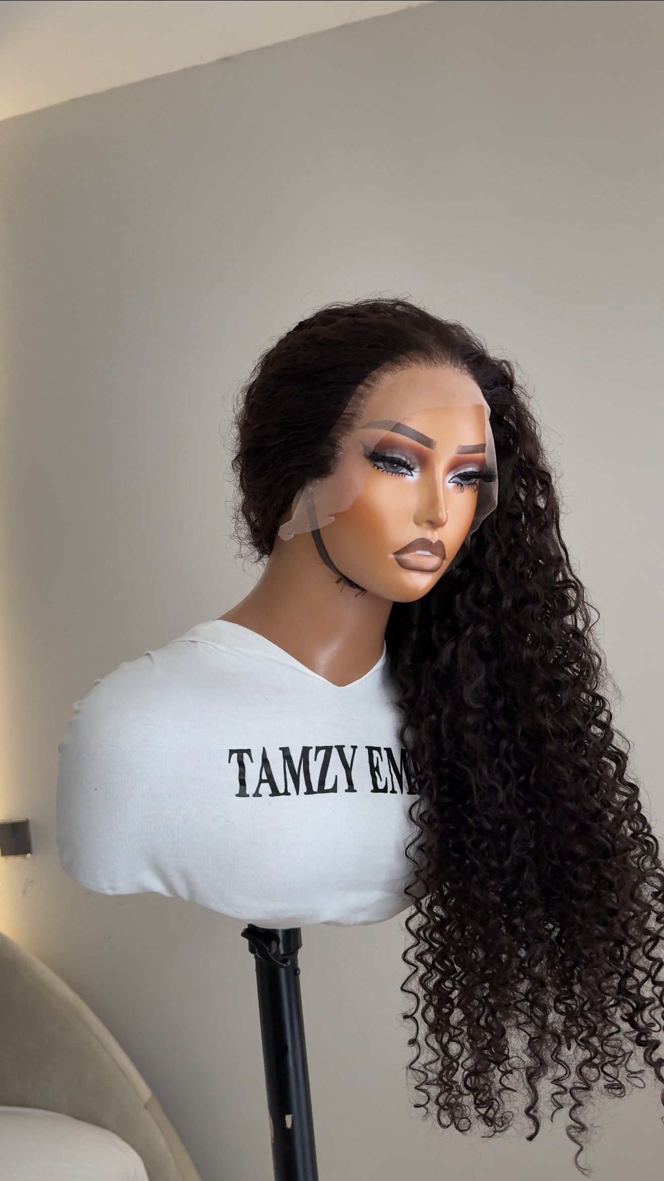 Brown curly frontal
