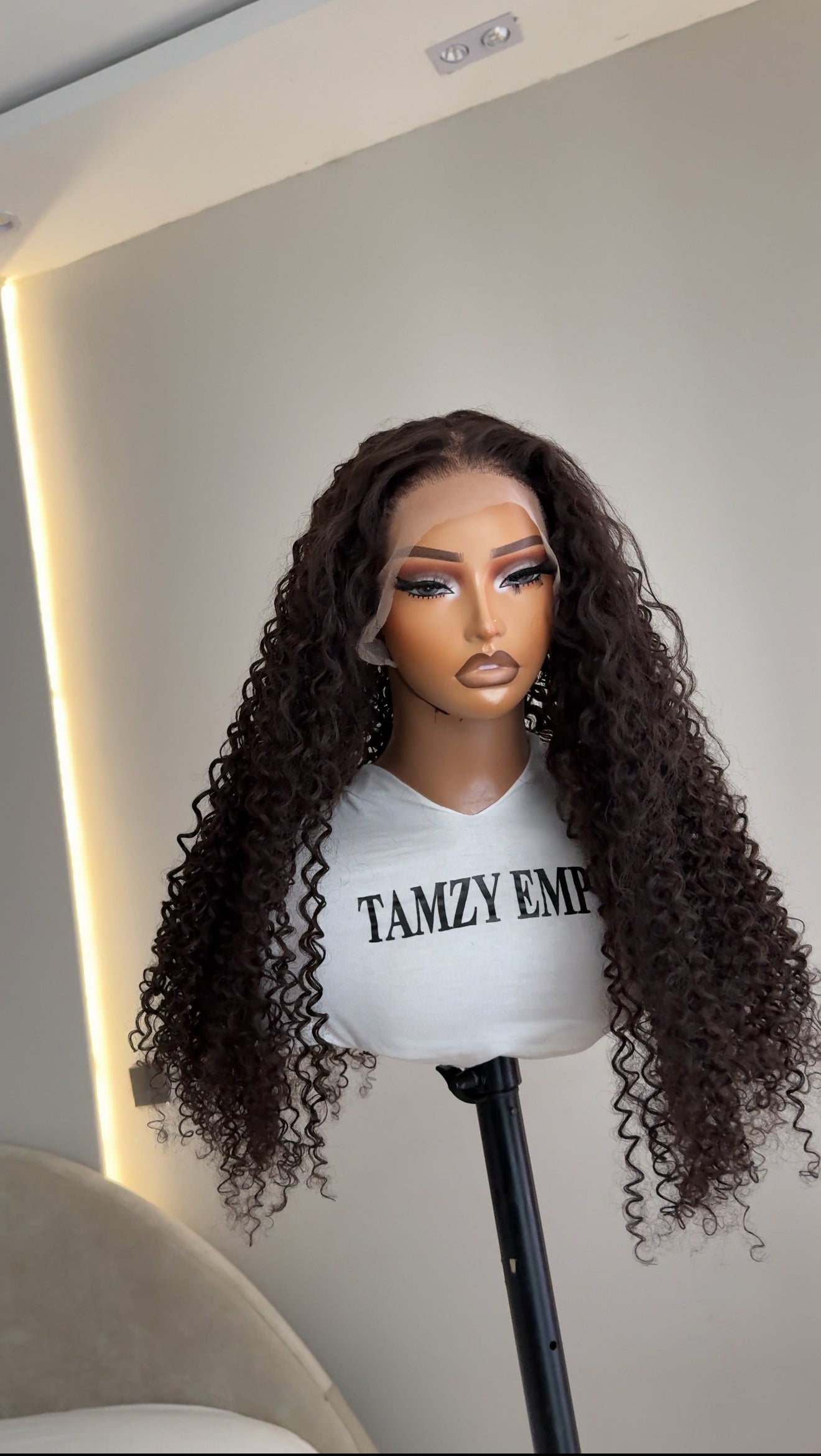 Brown curly frontal