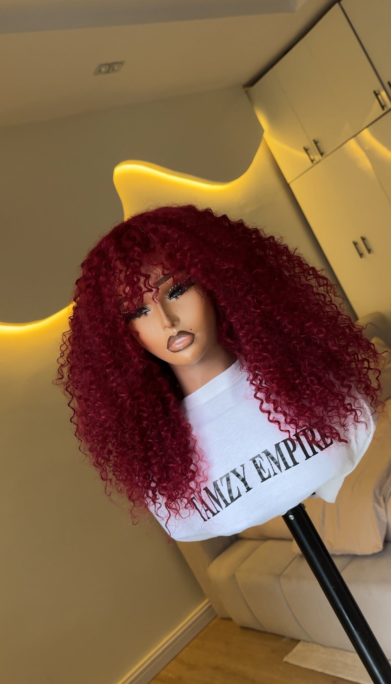 Wine sweet curly fringe